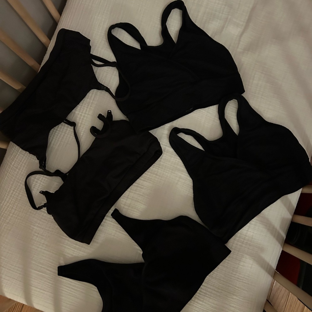 Small and Medium Quince and Skims nursing and pumping bras